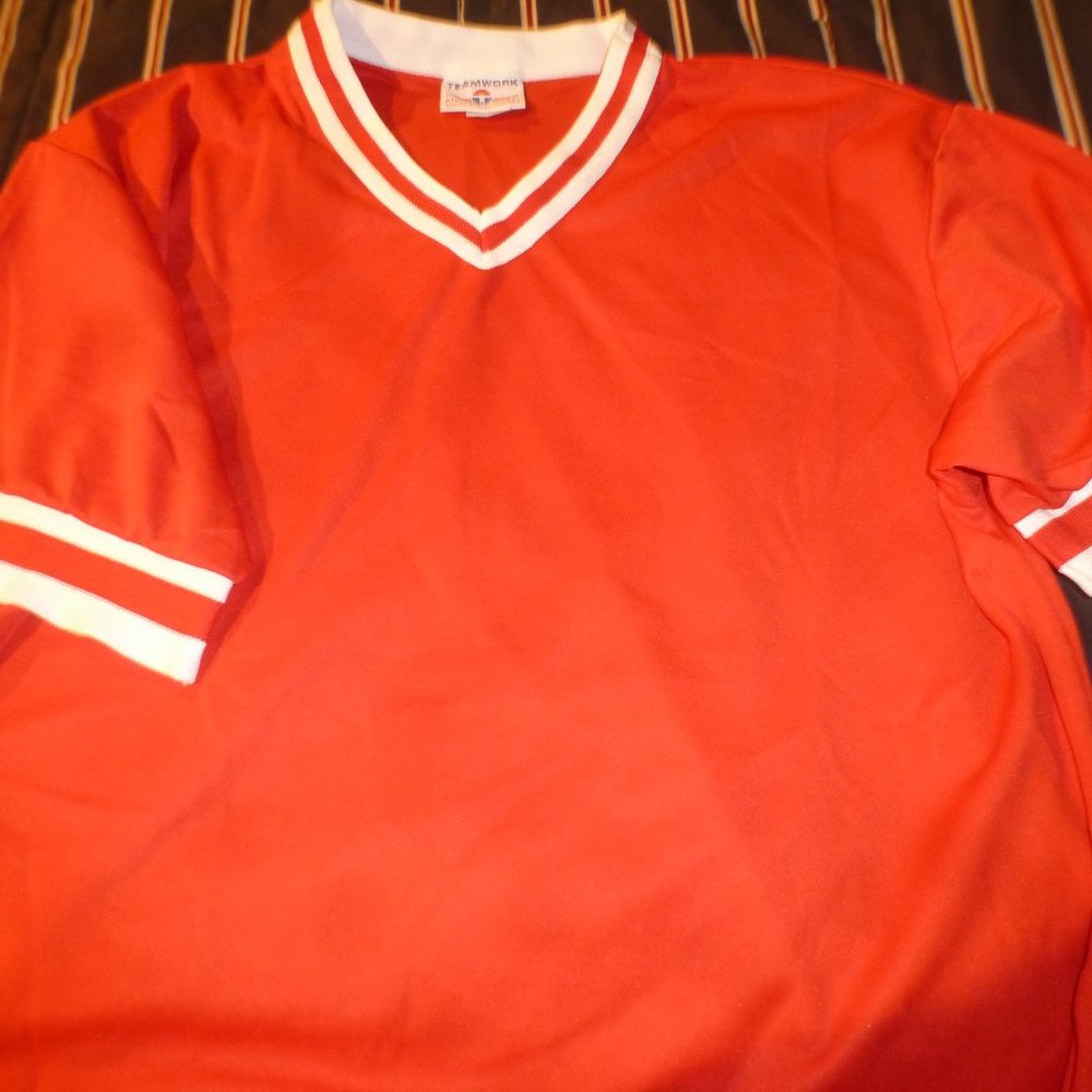 Teamwork Athletic Apparel Jersey Mens Red Short Sleeve Football/ USA Made